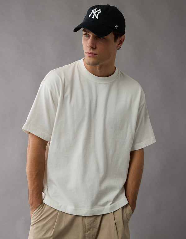 Polo sin Cuello de punto afelpado Ae Boxy - Blanco