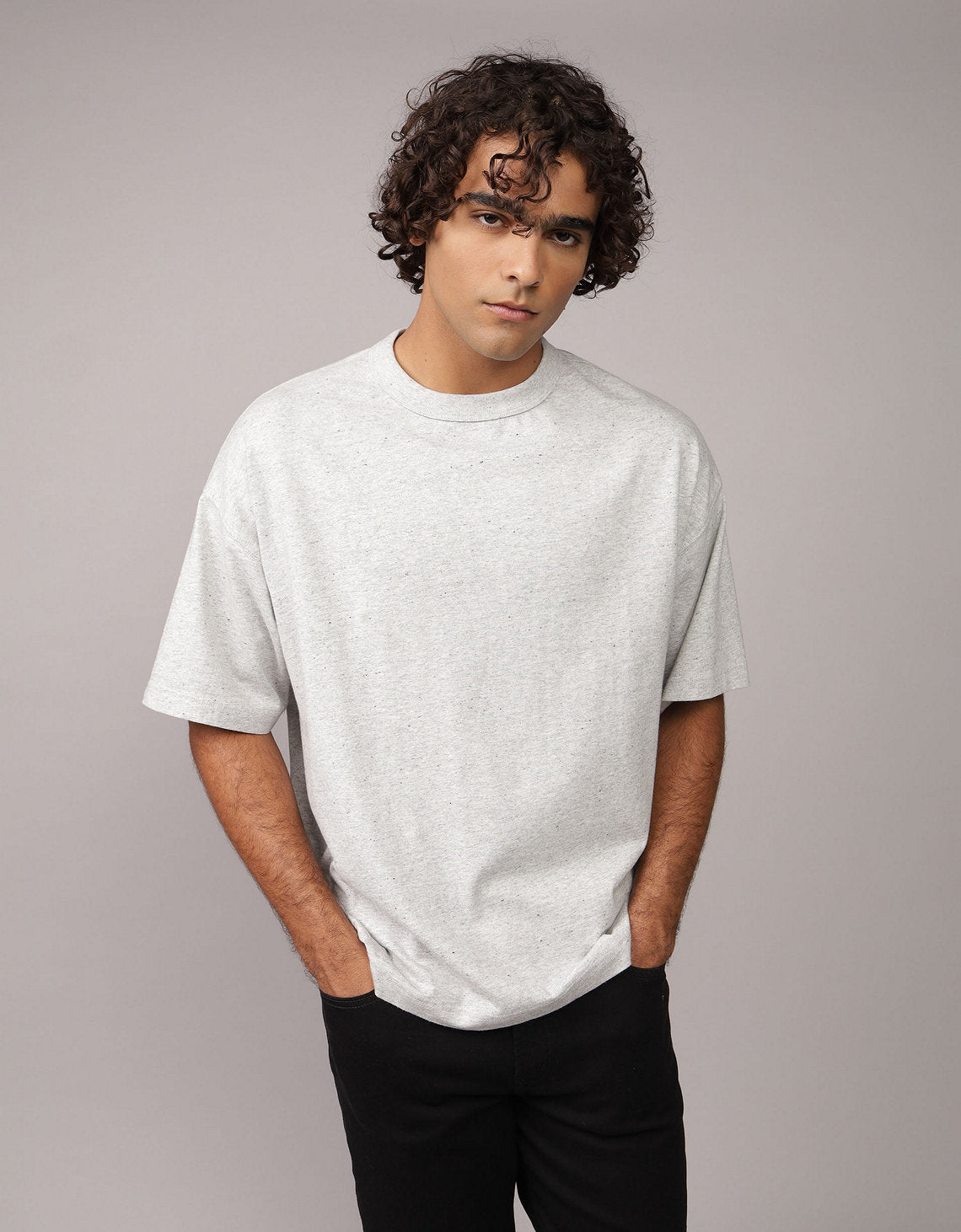 Polo sin Cuello Oversized Ae - Gris 1164_4565_092_of