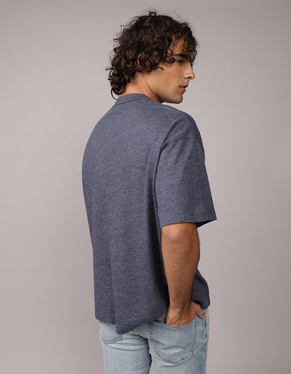 Polo sin Cuello Oversized Ae - Azul