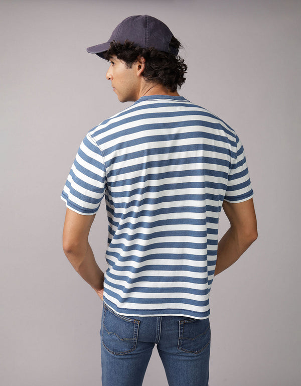 Polo sin Cuello a rayas - Azul