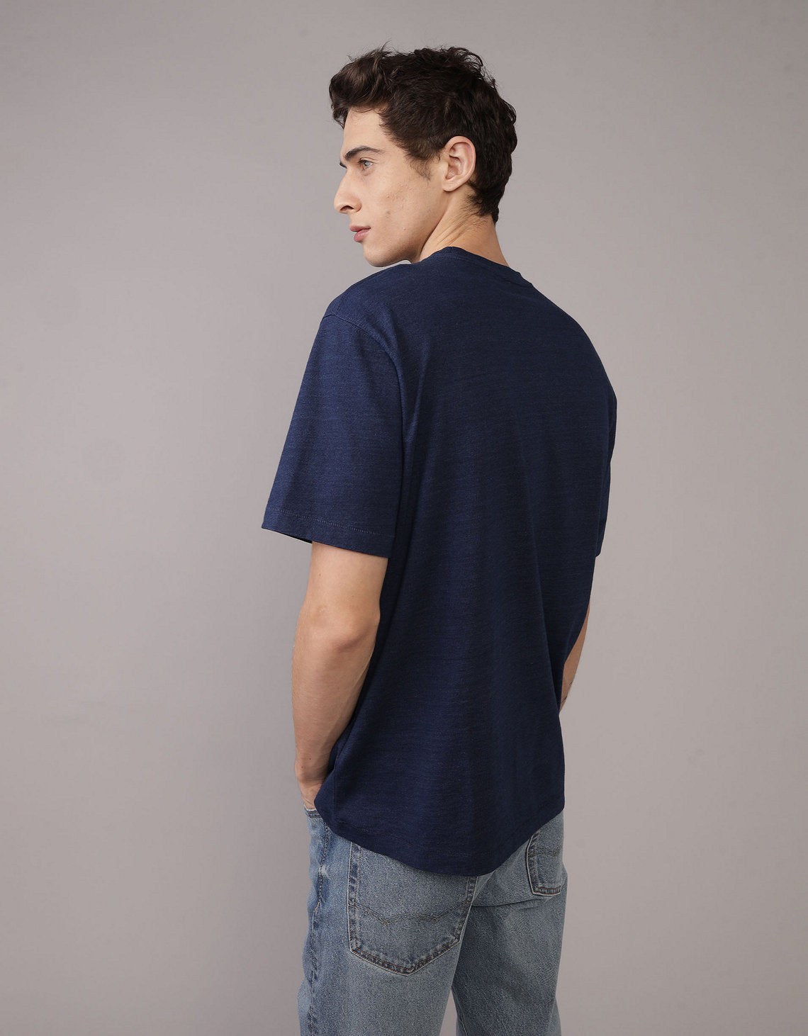 Polo sin Cuello de Cuello Redondo Ae - Azul 1164_4826_451_ob