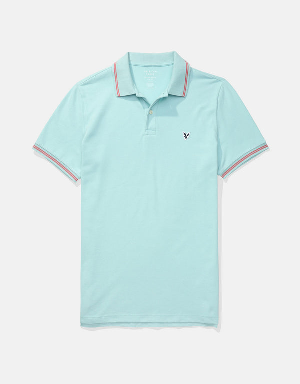 Polo sin Cuello Polo en Pique Ae con Logo - Azul