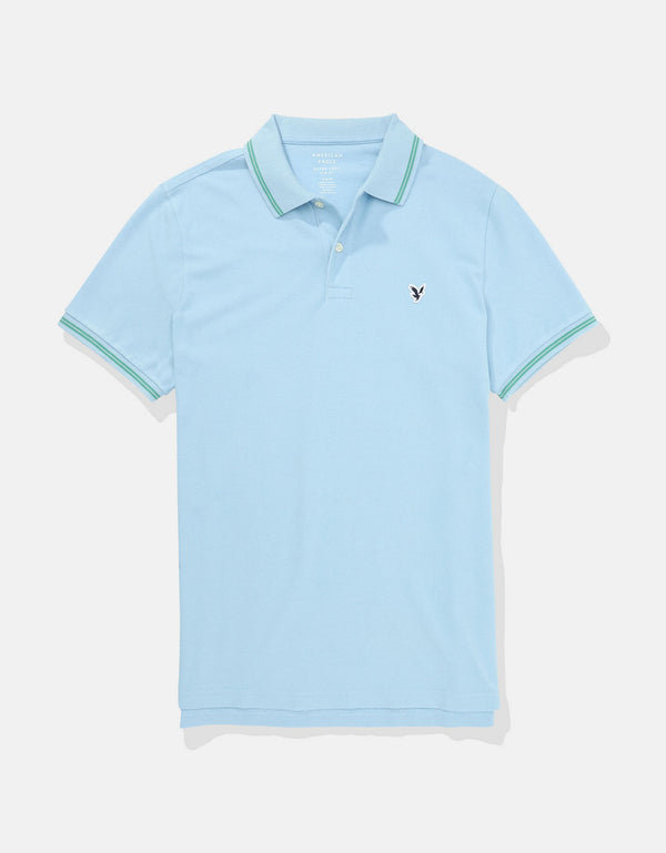 Polo sin Cuello Polo en Pique Ae con Logo - Azul