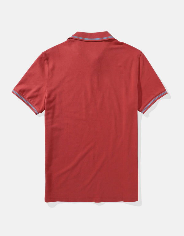Polo sin Cuello tipo polo de piqué de hombre AE - Rojo