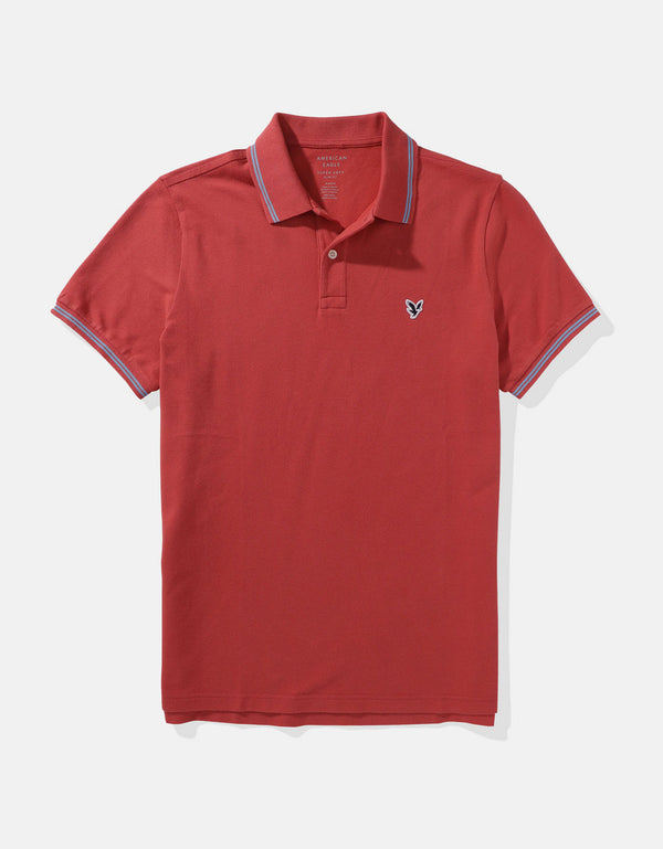 Polo sin Cuello tipo polo de piqué de hombre AE - Rojo