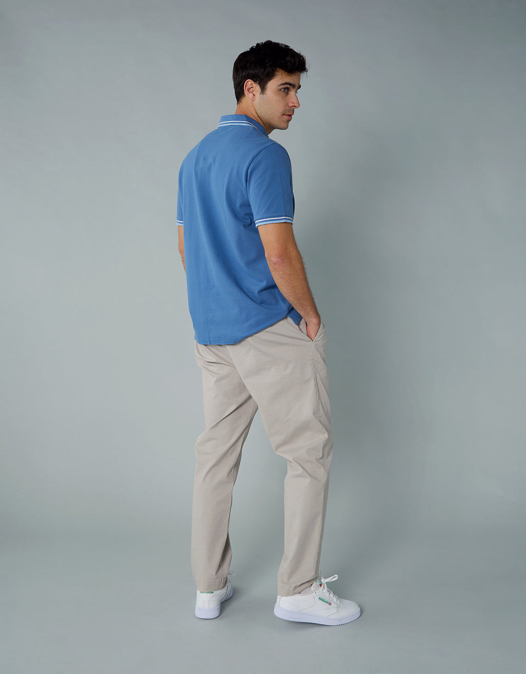 Polo de Piqué Elástico con Detalles en Contraste - Azul 1165_4401_405_ob