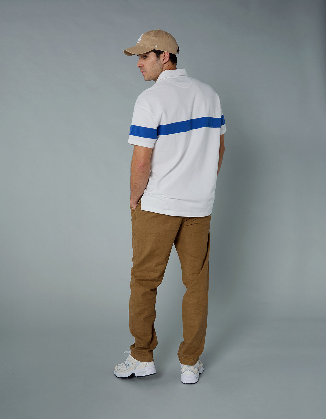 Polo sin Cuello Polo de Rugby con Logo Ae - Blanco 1165_4404_100_ob