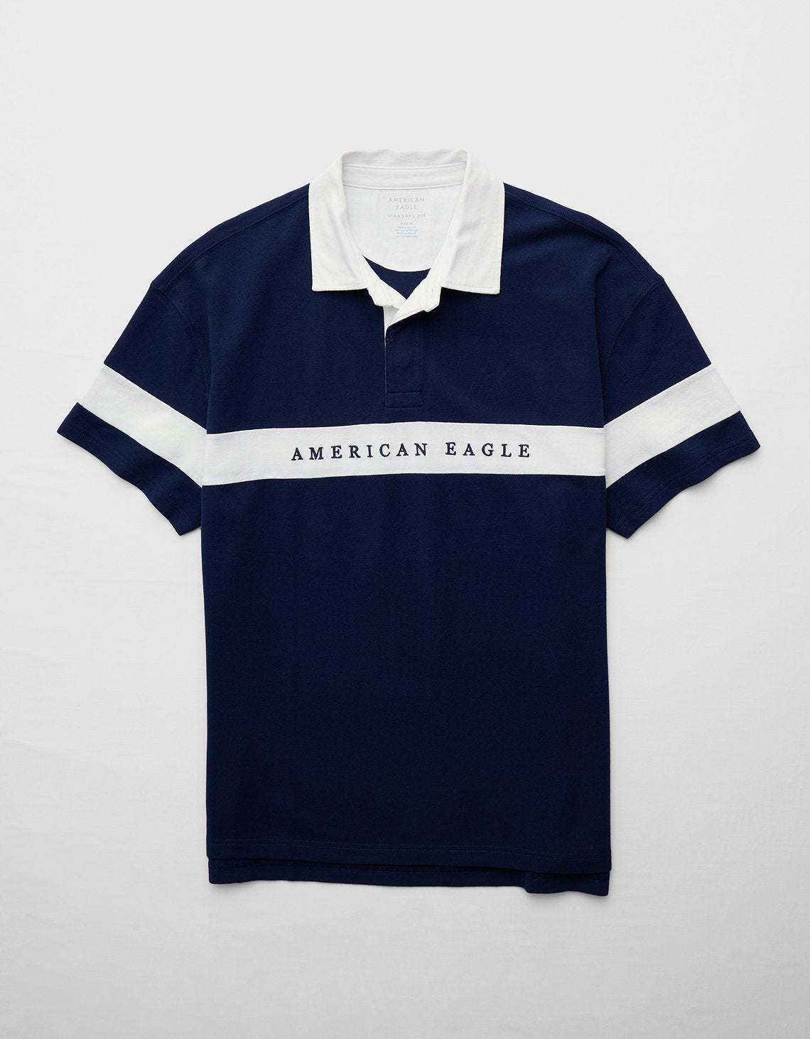 Polo sin Cuello Polo de Rugby con Logo Ae - Azul 1165_4404_410_b