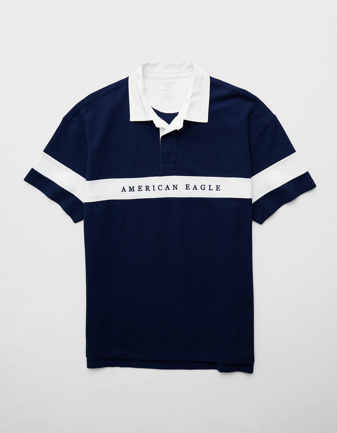Polo sin Cuello Polo de Rugby con Logo Ae - Azul 1165_4404_410_f