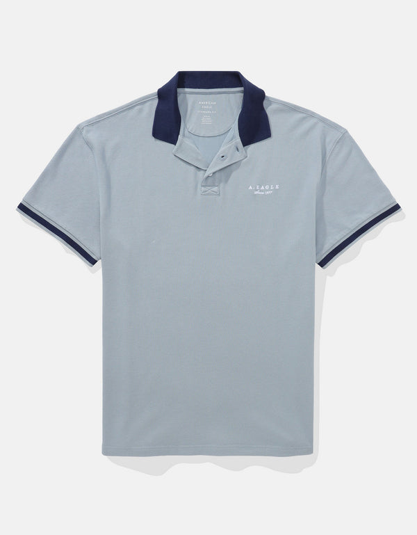 Polo sin Cuello Polo con Logo Ae - Azul