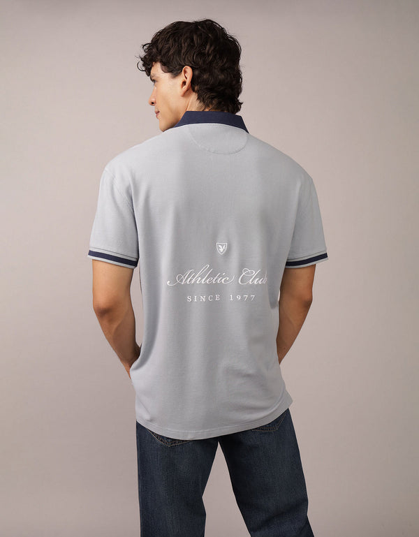 Polo sin Cuello Polo con Logo Ae - Azul