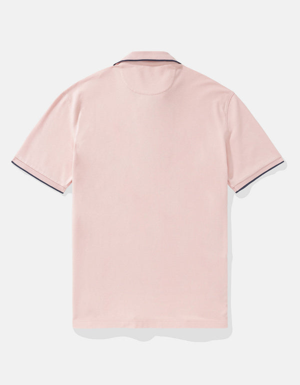 Polo de Piqué Elástico con Apariencia Desgastada para Hombre - Rosa