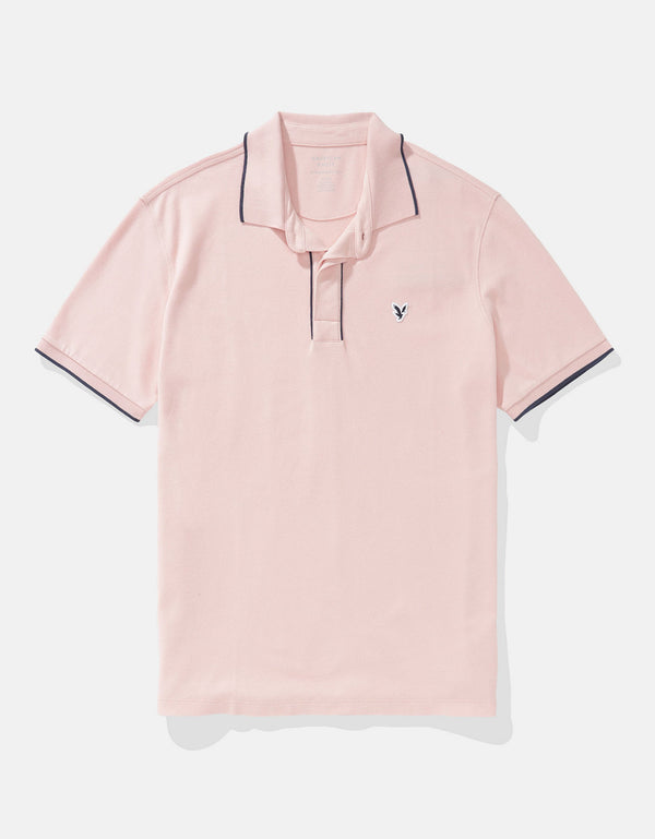 Polo de Piqué Elástico con Apariencia Desgastada para Hombre - Rosa