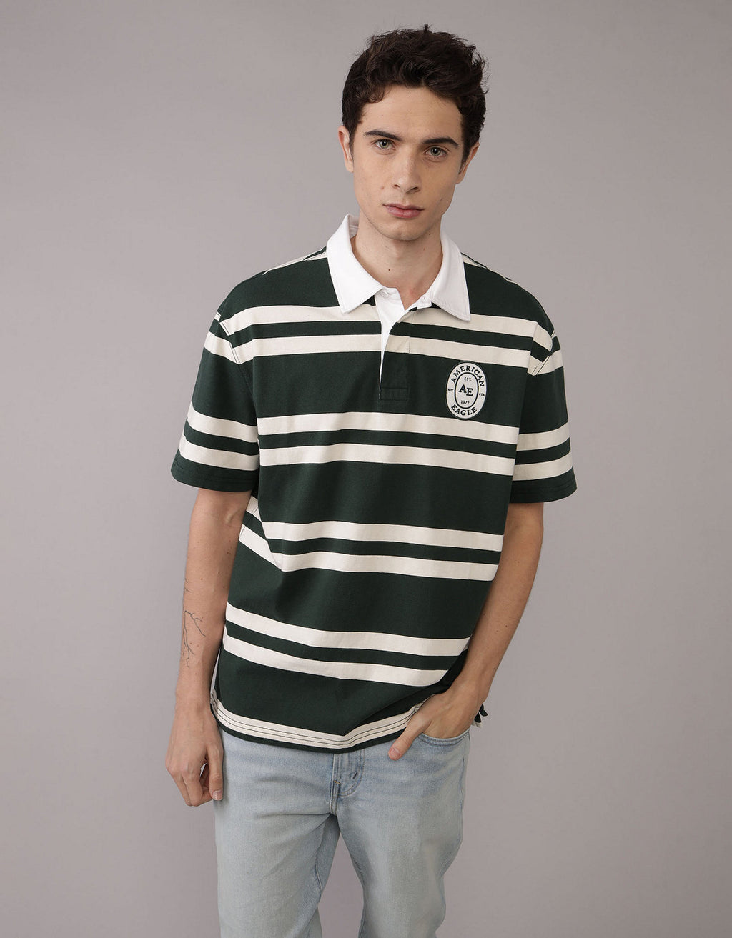 Camiseta Polo Ajustada de Piqué Flex Ae - Verde 1165_4794_300_of