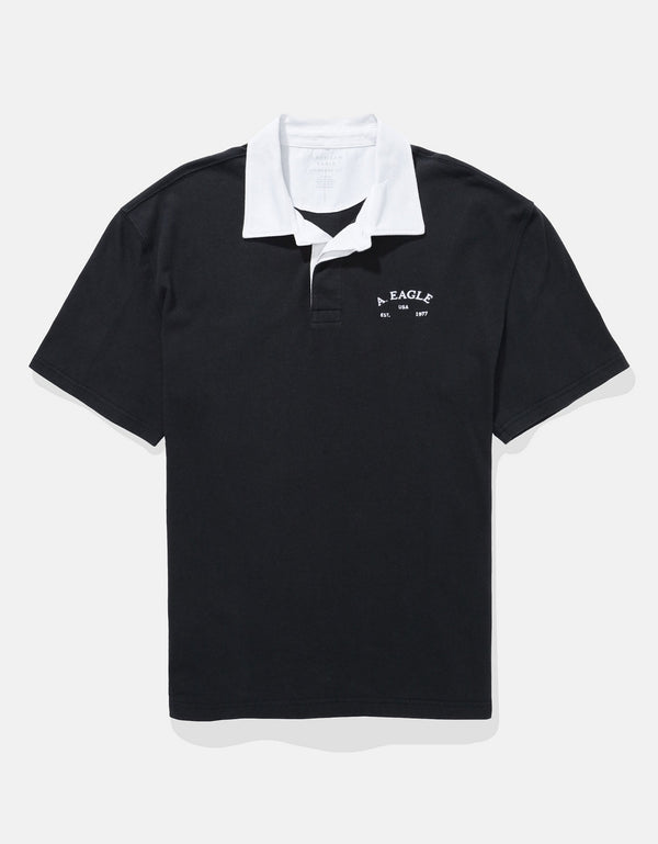 Polo Piqué Gráfico Ae - Negro