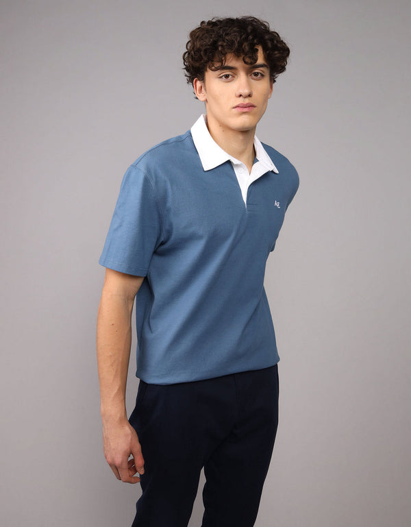 Polo Piqué Gráfico Ae - Azul