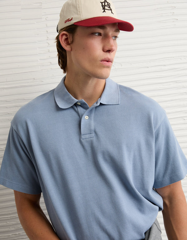 Camiseta Tipo Polo Boxy Ae - Azul