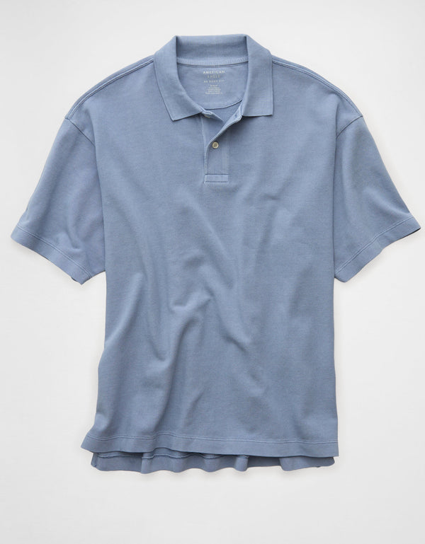 Camiseta Tipo Polo Boxy Ae - Azul
