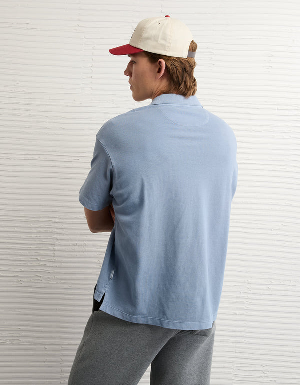 Camiseta Tipo Polo Boxy Ae - Azul