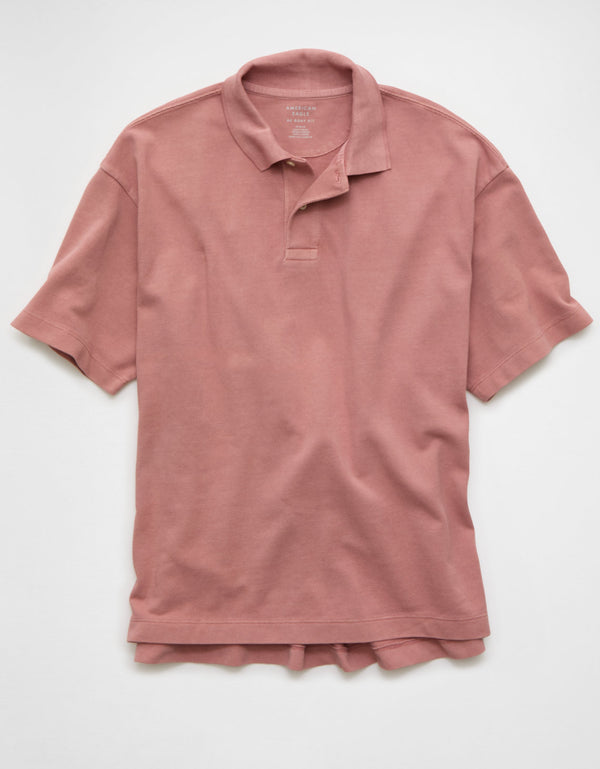 Camiseta Tipo Polo Boxy Ae - Rosa