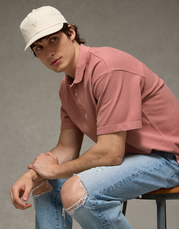 Camiseta Tipo Polo Boxy Ae - Rosa