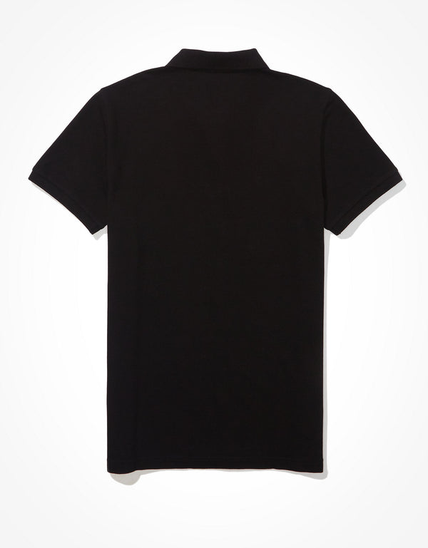 Polo en Tejido Piqué Slim Fit para Hombre - Negro