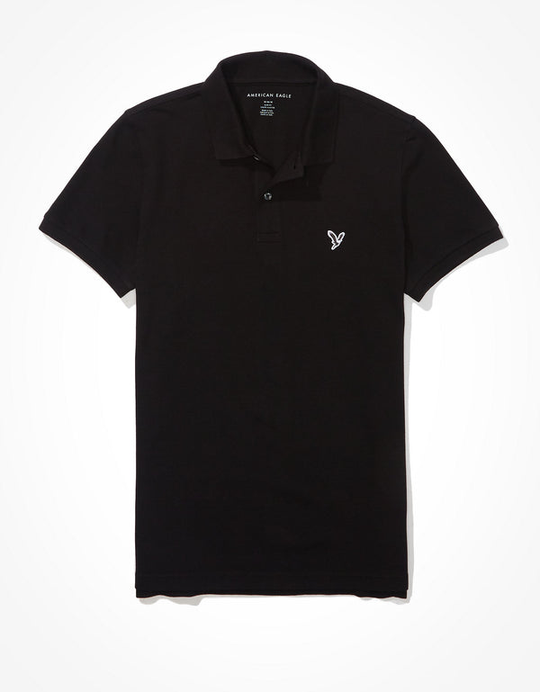 Polo en Tejido Piqué Slim Fit para Hombre - Negro