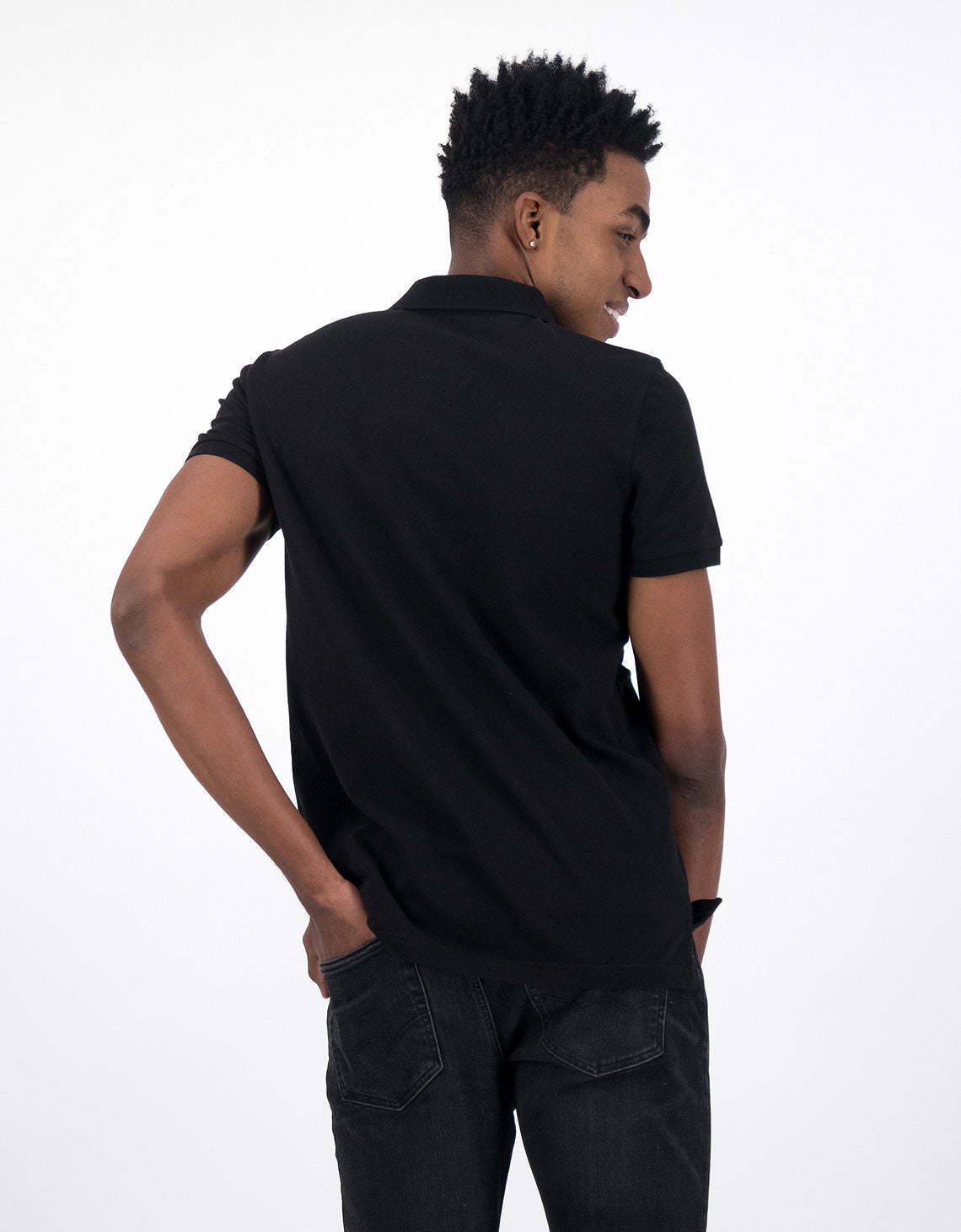 Polo en Tejido Piqué Slim Fit para Hombre - Negro 1165_9146_001_ob