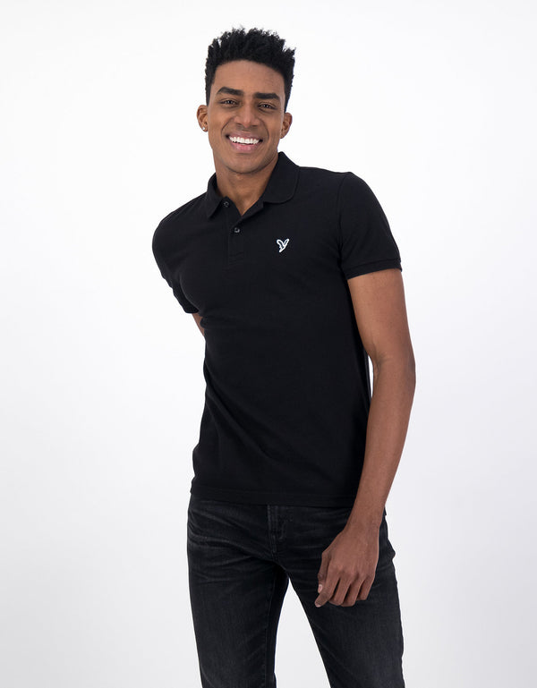 Polo en Tejido Piqué Slim Fit para Hombre - Negro