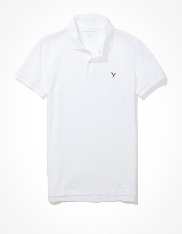 Polo en Tejido Piqué Slim Fit para Hombre - Blanco