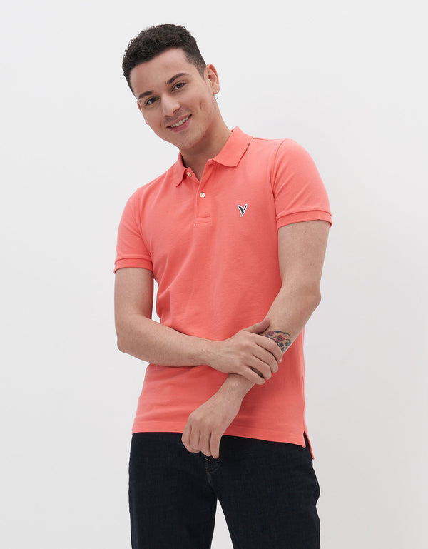 Polo en Tejido Piqué Slim Fit para Hombre - Rosa