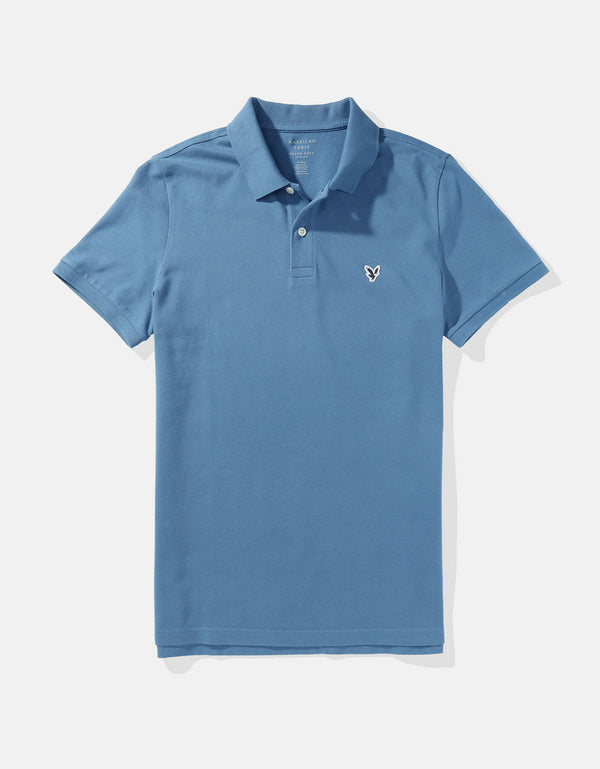Polo en Tejido Piqué Slim Fit para Hombre - Azul