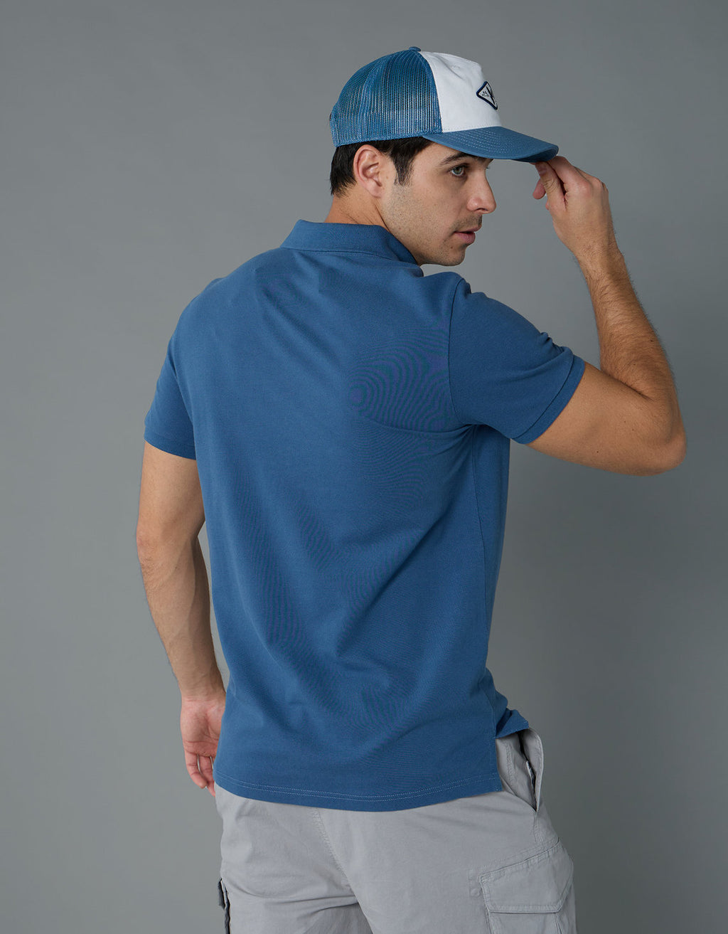 Polo en Tejido Piqué Slim Fit para Hombre - Azul 1165_9146_405_ob