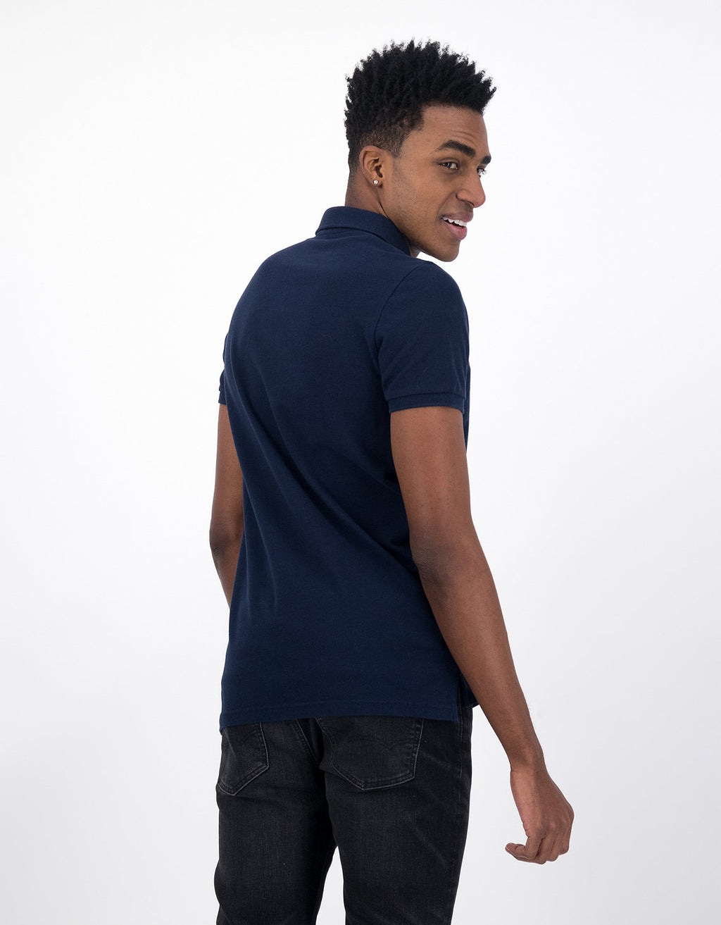 Polo en Tejido Piqué Slim Fit para Hombre - Azul 1165_9146_410_ob