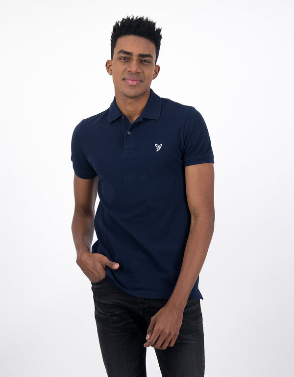 Polo en Tejido Piqué Slim Fit para Hombre - Azul