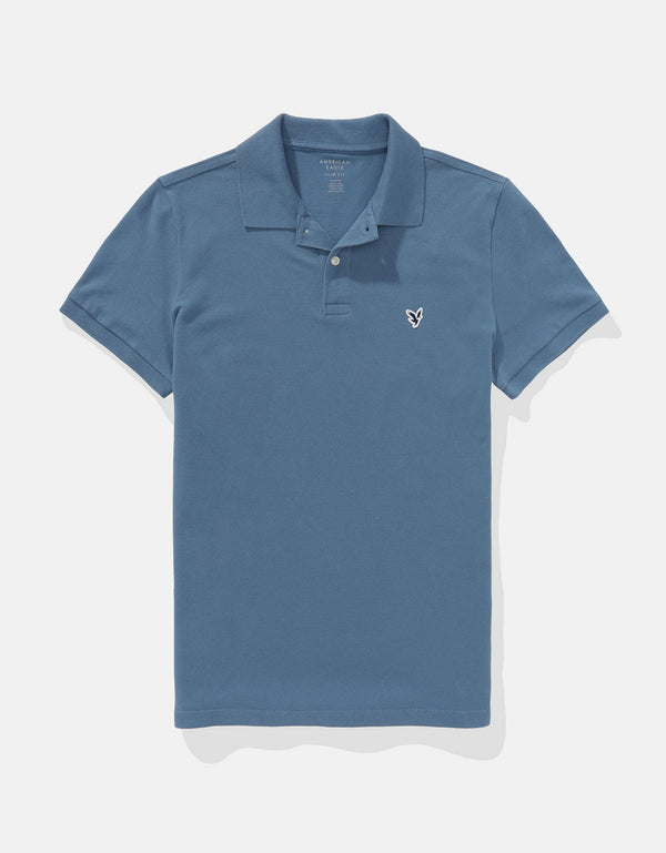Polo en Tejido Piqué Slim Fit para Hombre - Azul