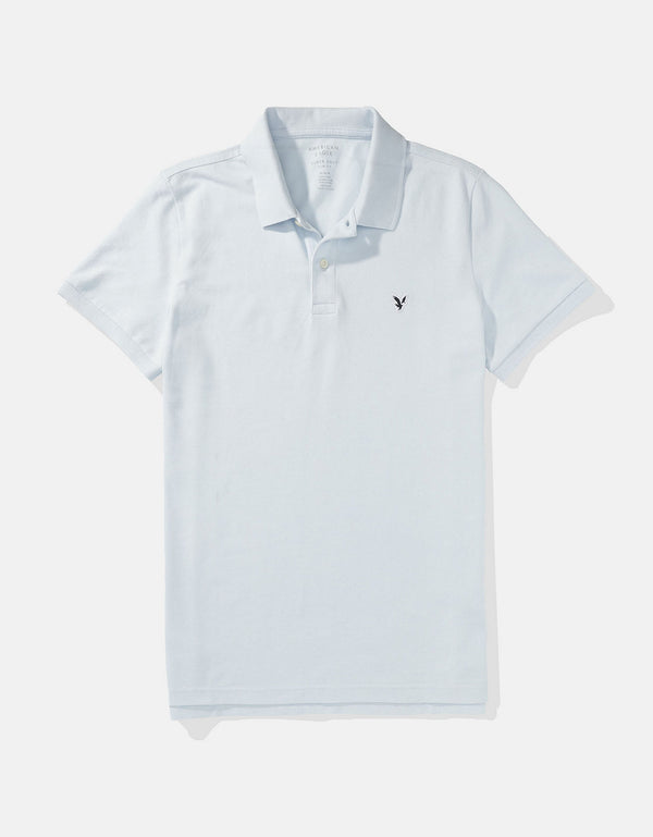Polo en Tejido Piqué Slim Fit para Hombre - Azul