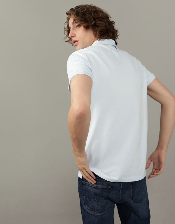 Polo en Tejido Piqué Slim Fit para Hombre - Azul