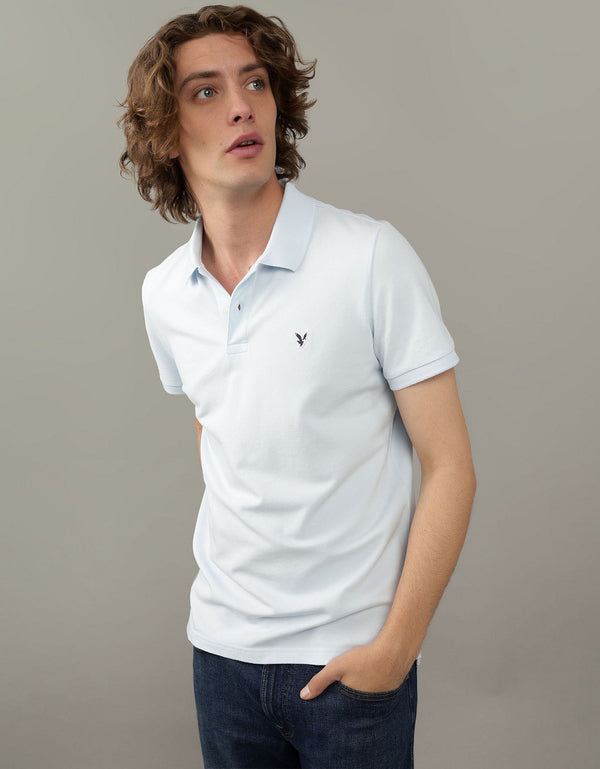 Polo en Tejido Piqué Slim Fit para Hombre - Azul