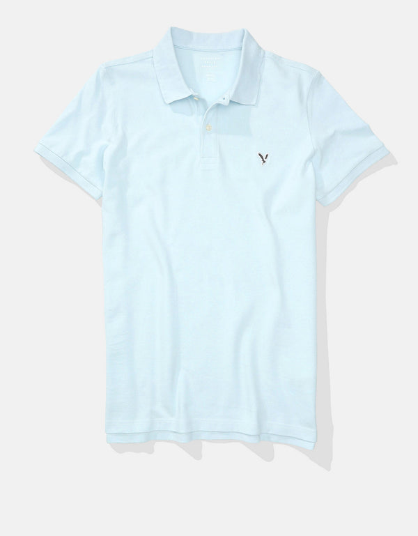 Polo en Tejido Piqué Slim Fit para Hombre - Azul