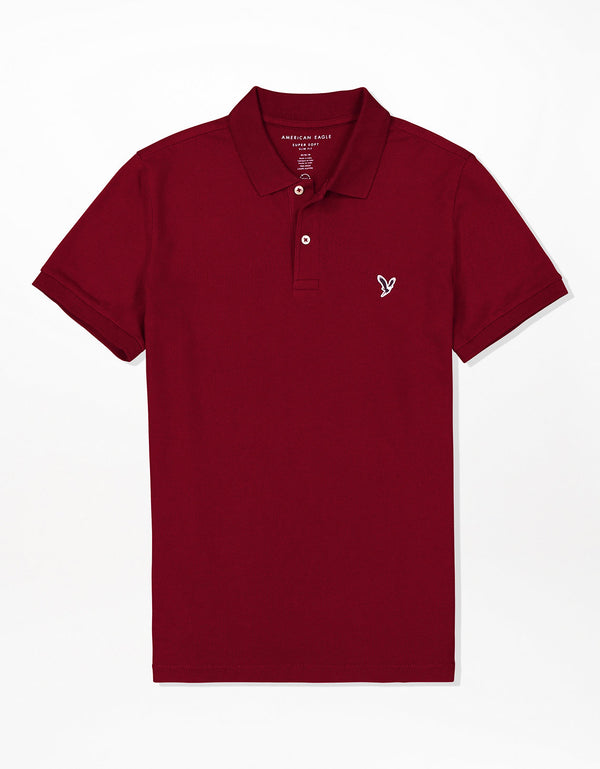 Polo en Tejido Piqué Slim Fit para Hombre - Rojo