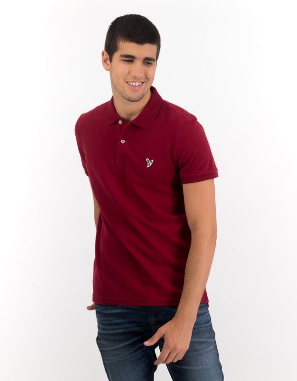 Polo en Tejido Piqué Slim Fit para Hombre - Rojo