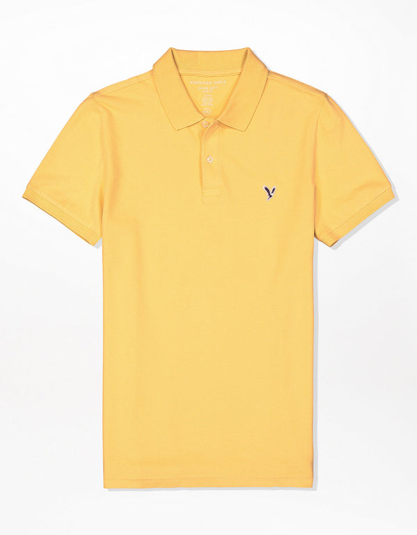 Polo en Tejido Piqué Slim Fit para Hombre - Amarillo