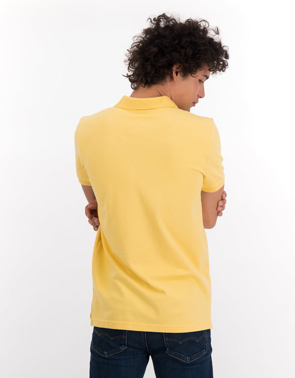 Polo en Tejido Piqué Slim Fit para Hombre - Amarillo