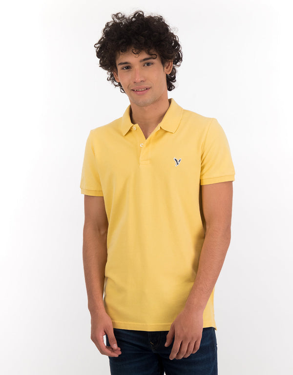 Polo en Tejido Piqué Slim Fit para Hombre - Amarillo