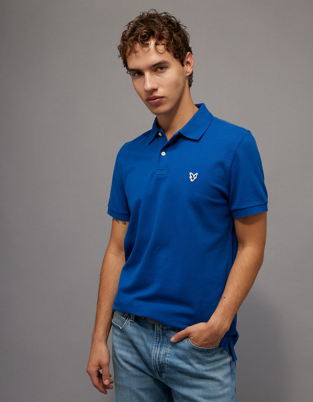Polo en Tejido Piqué Slim Fit para Hombre - Azul 1165_9146_976_of