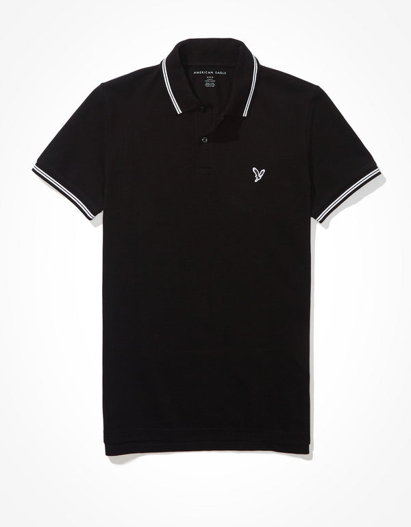 Polo sin Cuello Tipo Polo Clásica Ae - Negro
