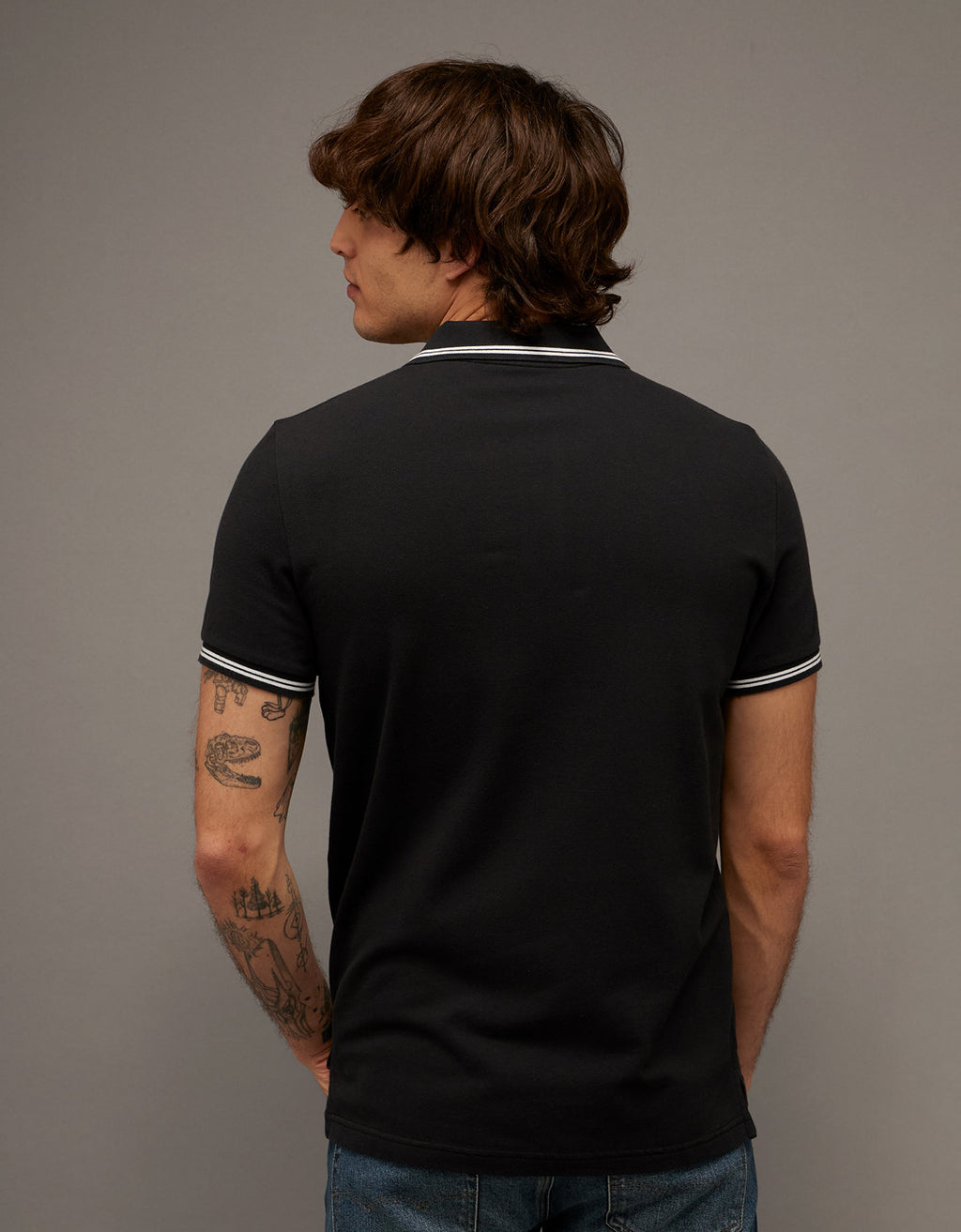 Polo sin Cuello Tipo Polo Clásica Ae - Negro 1165_9150_001_ob