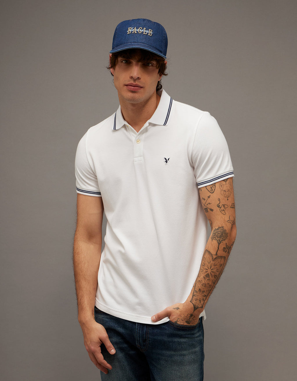 Polo sin Cuello Tipo Polo Clásica Ae - Blanco 1165_9150_100_of