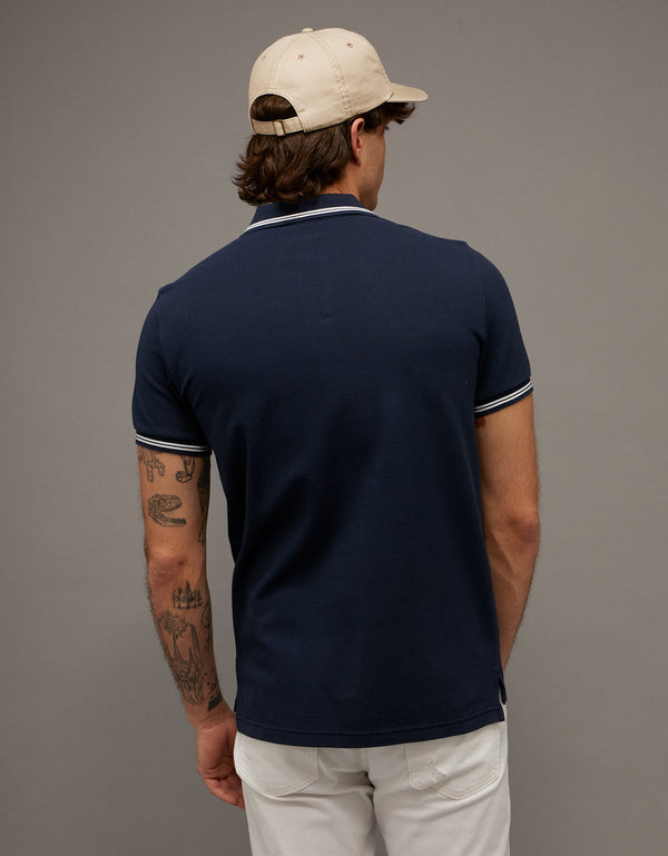 Polo sin Cuello Tipo Polo Clásica Ae - Azul